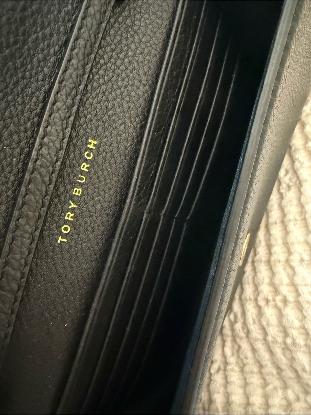 Black Pebbled Leather Crossbody with Gold Logo - Picture 3 of 3
